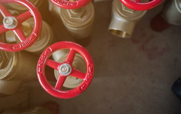 Overhead view of angle valves