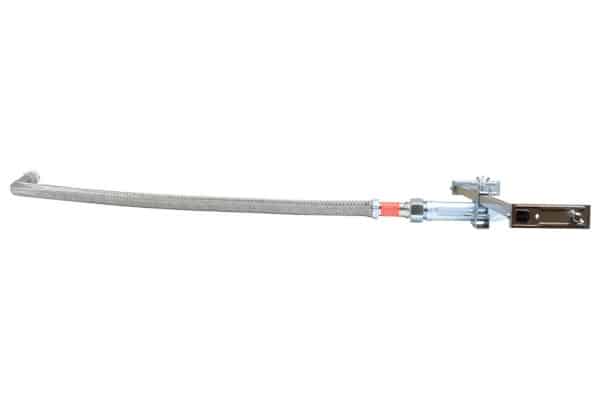 A flexible fire sprinkler drop with a bracket