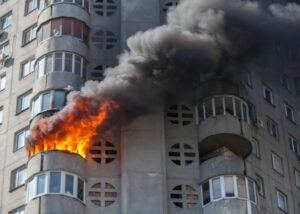 Fire raging in an apartment complex