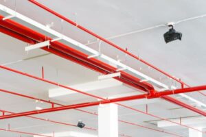 Sprinkler pipe suspended with hangers