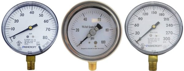 Pitot gauge dial ranges