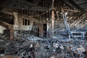 Burned-out building