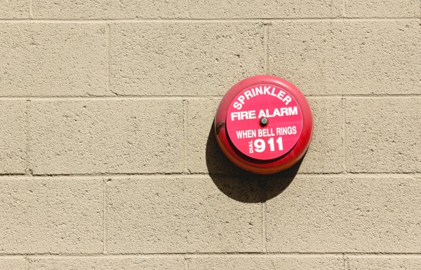 Mounted fire alarm bell