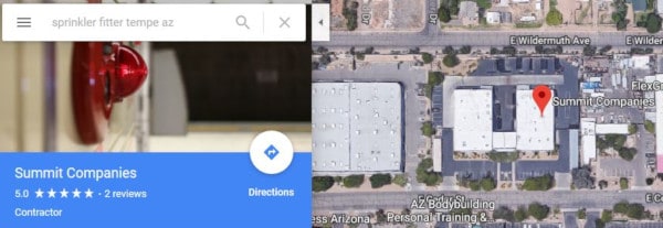 Listado de mapas de Google para contratista de rociadores