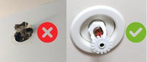 Missing fire sprinkler escutcheons